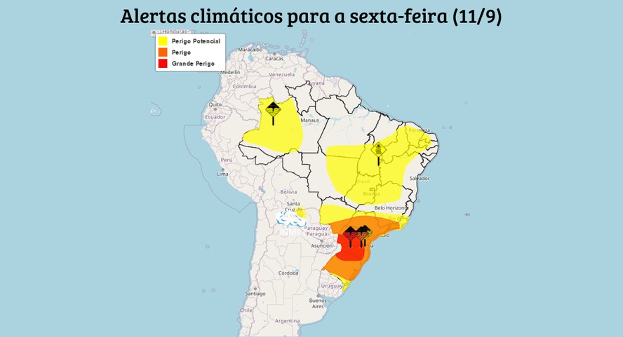 Ciclone provoca tempestades no Sul do país nesta sexta-feira; veja a previsão