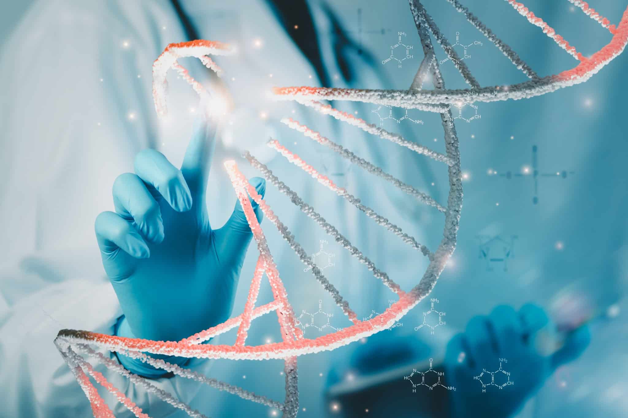 Cadeia do DNA sendo selecionada e editada por um pesquisador