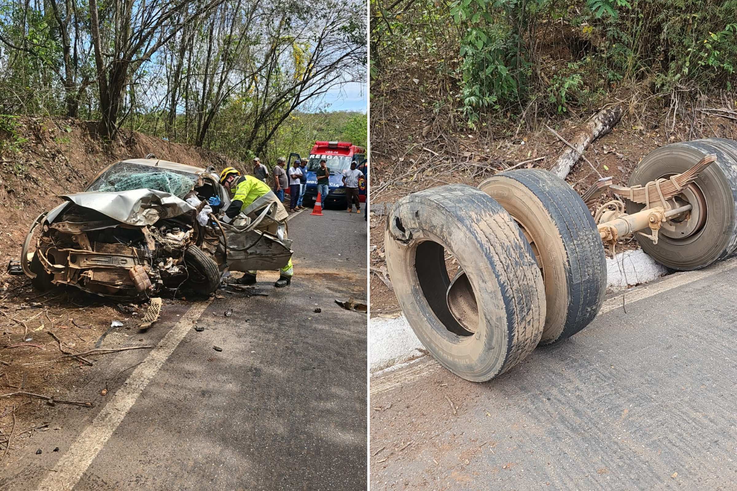 carro destruído em acidente