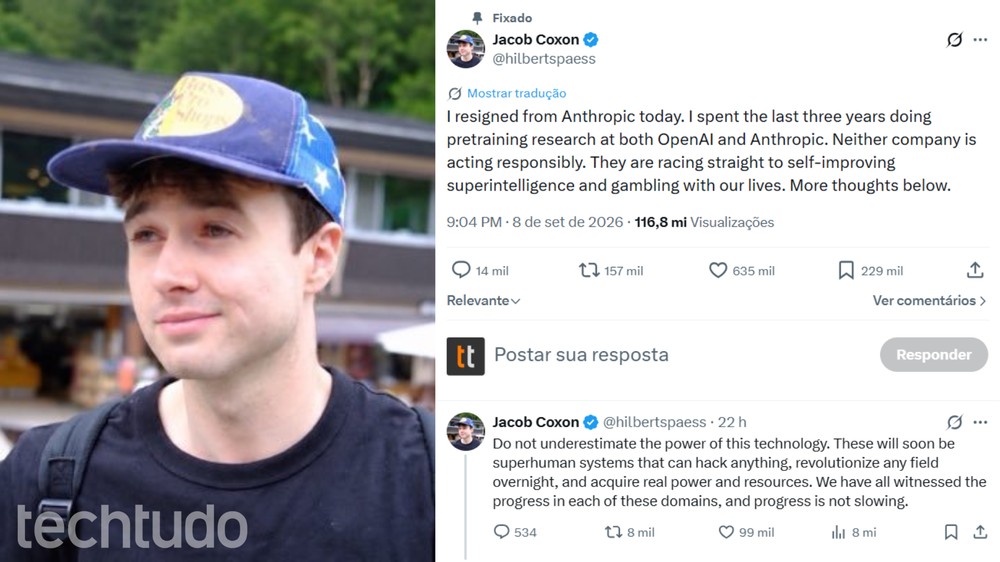 IA pode acabar com a humanidade? Entenda alerta de ex-pesquisador da Anthropic — Foto: Distribuição: X (jacob coxon @hilbertspaess)