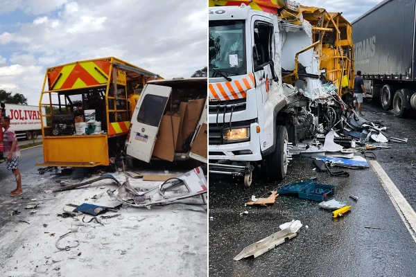 Motorista de ônibus morre em batida com van e caminhão na BR-381