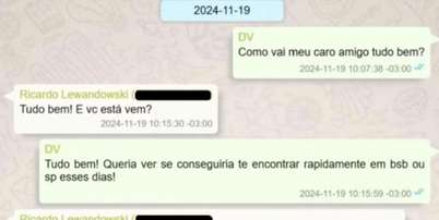 Trecho de conversa entre Vorcaro e Lewandowski em 19 de novembro de 2024. Foto: Reprodução / Estadão