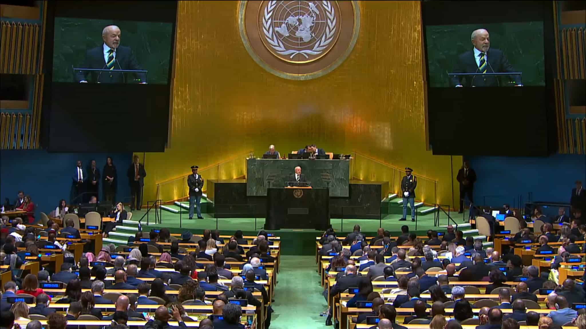 Luiz Inácio Lula da Silva durante discurso na Assembleia Geral da ONU