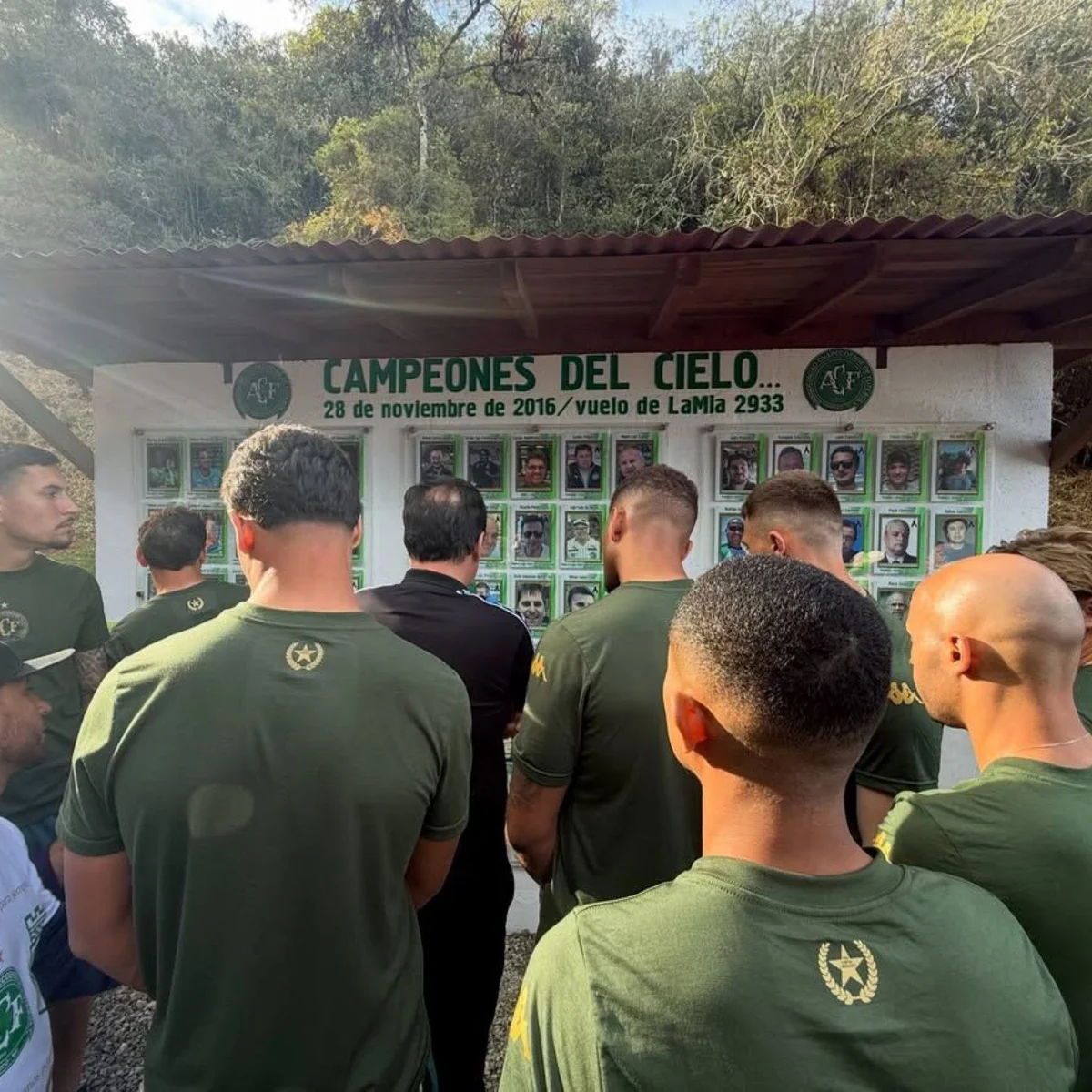 Chapecoense visita memorial onde caiu avião do clube na Colômbia