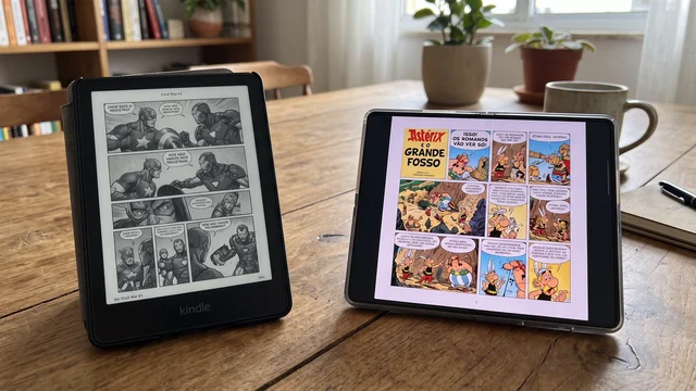 Kindle x Galaxy Z Fold 8: qual é melhor para ler quadrinhos?
