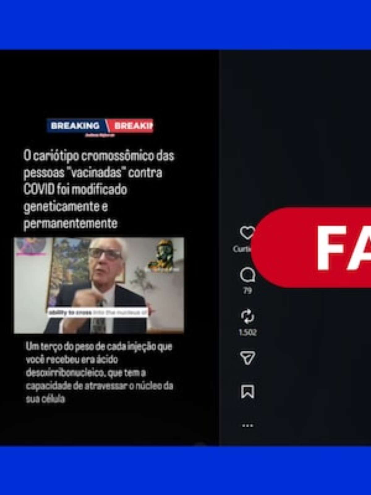 É falso que vacina de mRNA tenha alterado cromossomos de imunizados