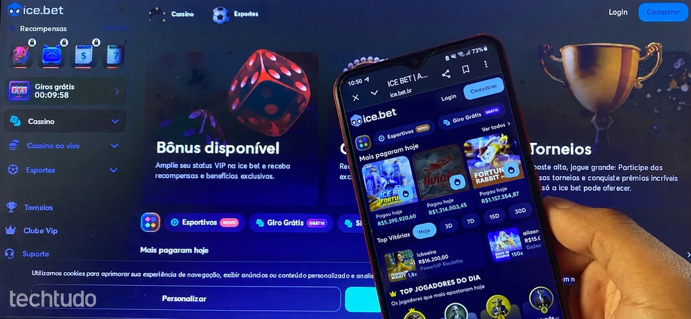 A Ice Bet pode ser acessada pelo computador e pelo celular, com apostas esportivas, jogos de cassino e ferramentas de controle disponíveis no site oficial — Foto: Raphael Alves/TechTudo