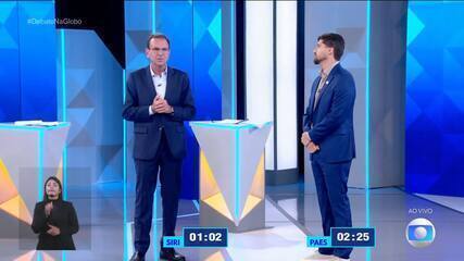 Debate RJ: William Siri (Psol) pergunta para Eduardo Paes (PSD) sobre educação no centro-sul fluminense
