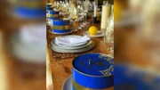 Mesa de caviar servida no almoço