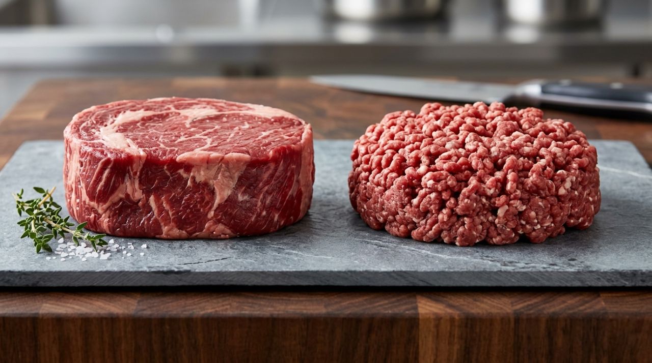 A carne moída estraga mais rápido que o bife do mesmo boi porque a moagem espalha bactéria da superfície por toda a massa e multiplica a área exposta ao ar, e o açougueiro explica o pedido que evita isso