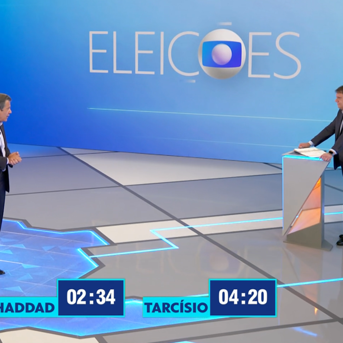 Tarcísio compara Haddad a Pinóquio durante debate: 'Você me lembra aquele personagem que quando mentia, o nariz crescia'