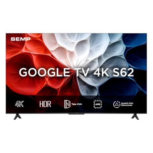 Smart TV Semp 43 Polegadas LED HVA 4K S62 WiFi Bluetooth Google TV 3 HDMI HDR10+ Dolby Audio 43S62