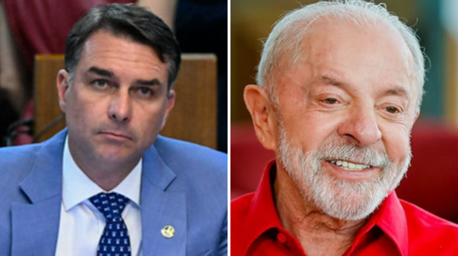 Os candidatos Fl&aacute;vio Bolsonaro (PL) e Luiz In&aacute;cio Lula da Silva (PT)