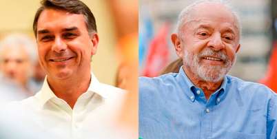 Fl&aacute;vio Bolsonaro e Lula aparecem na frente das pesquisas. Foto: Vittor Sales/Divulga&ccedil;&atilde;o Campan / Estad&atilde;o
