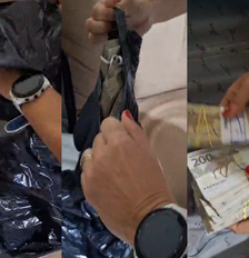 Mala com dinheiro é encontrada pela PF em nova fase da operação contra fraude do INSS Foto: Divulgação/PF