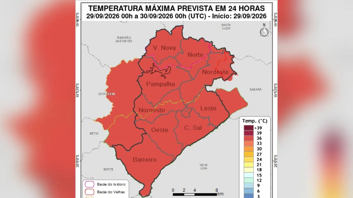 BH deve bater recorde de calor nesta quarta (30/9); umidade chega a 15%