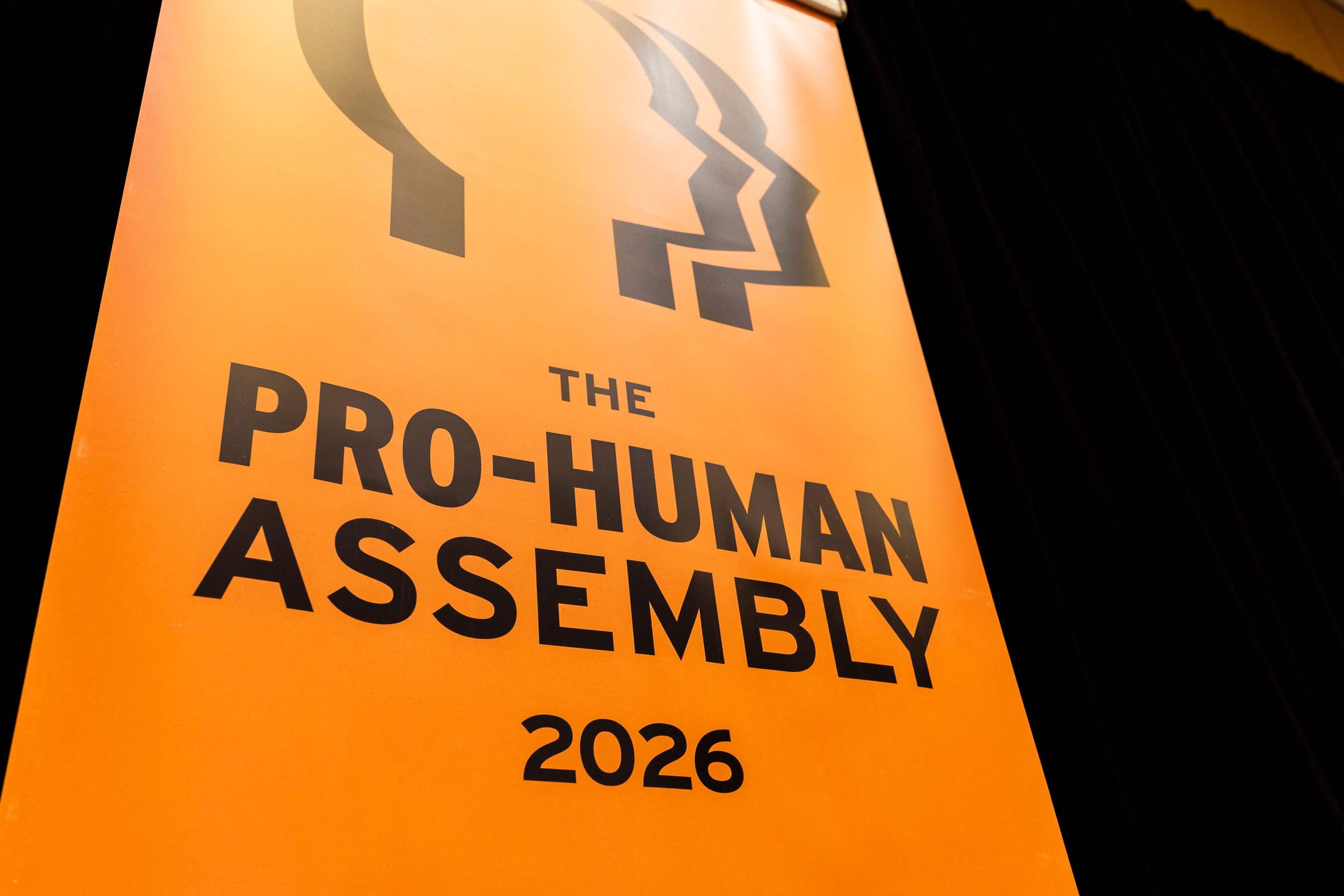 Complimentary merchandise on display at the Pro-Human Assembly at the Marriott Marquis Washington on September 15, 2026, in Washington, DC.