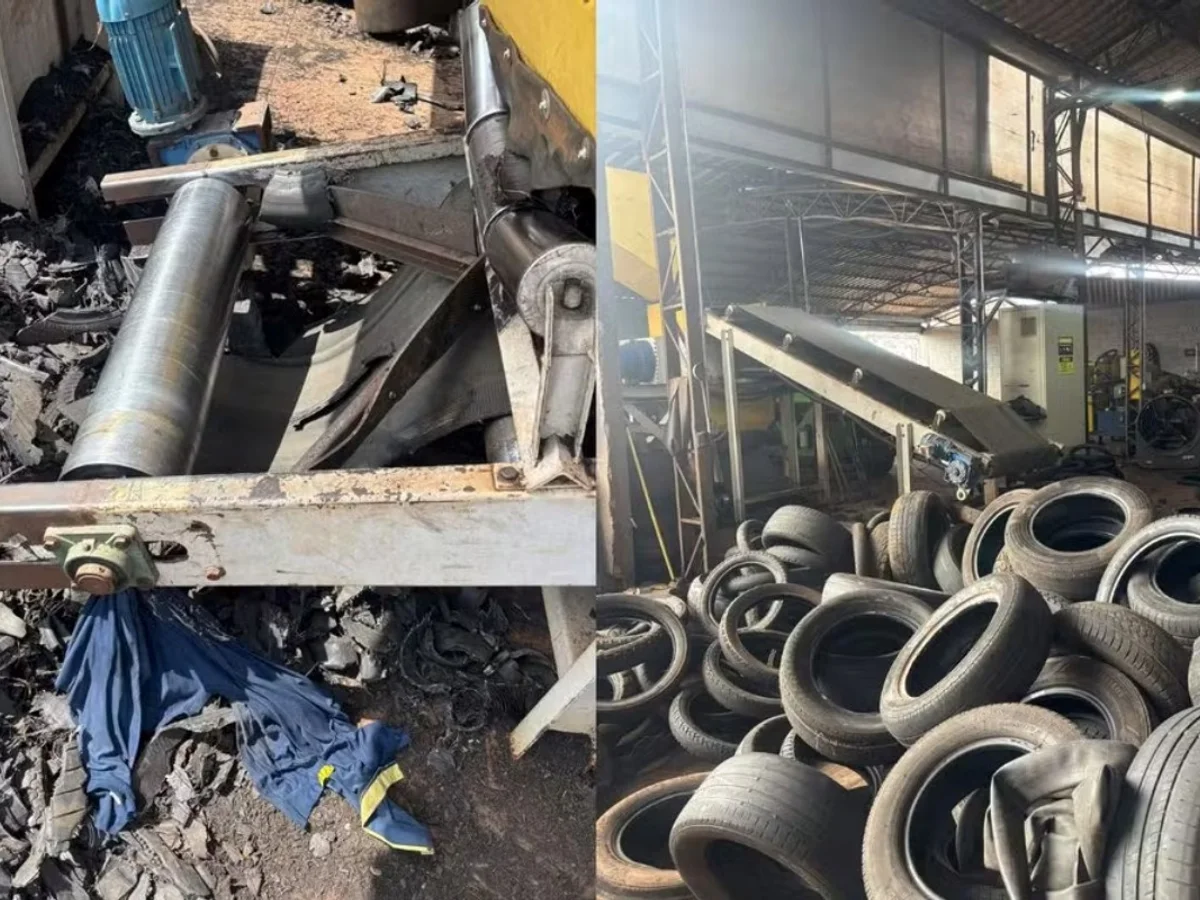 Homem fica preso em máquina de triturar pneus e morre no dia do aniversário