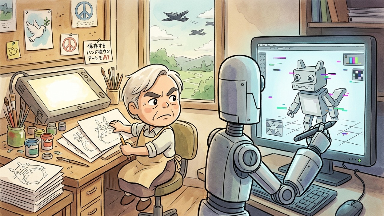 Hayao Miyazaki desenha cada quadro à mão, recusou ir receber o Oscar por motivo político, e disse que uma animação feita por computador que lhe mostraram era “um insulto à própria vida”