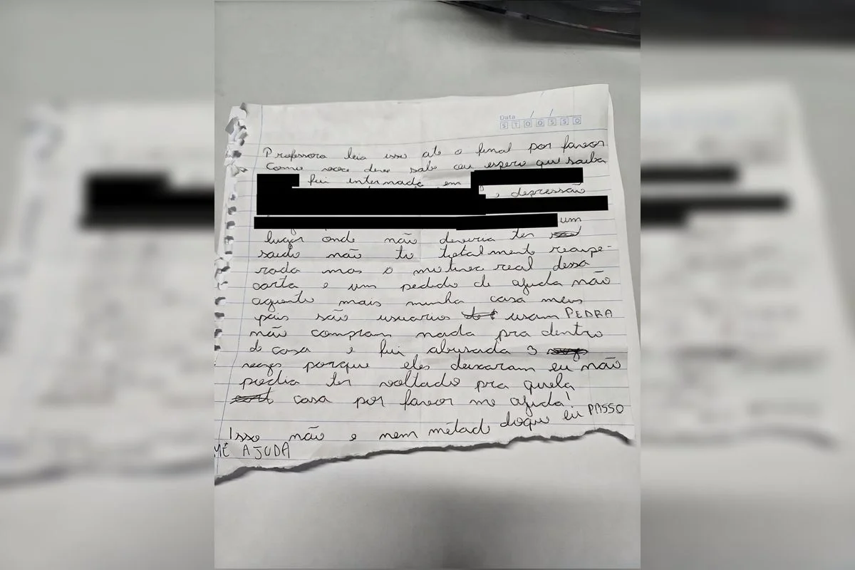 Imagem da matéria: A carta dramática que libertou uma menina do horror e da exploração em casa