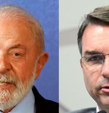 Montagem com fotos do presidente Lula (PT) e do senador Flávio Bolsonaro (PL-RJ) Foto: Montagem: Tânia Rêgo/Agência Brasil/Andressa Anholete/Agência Senado