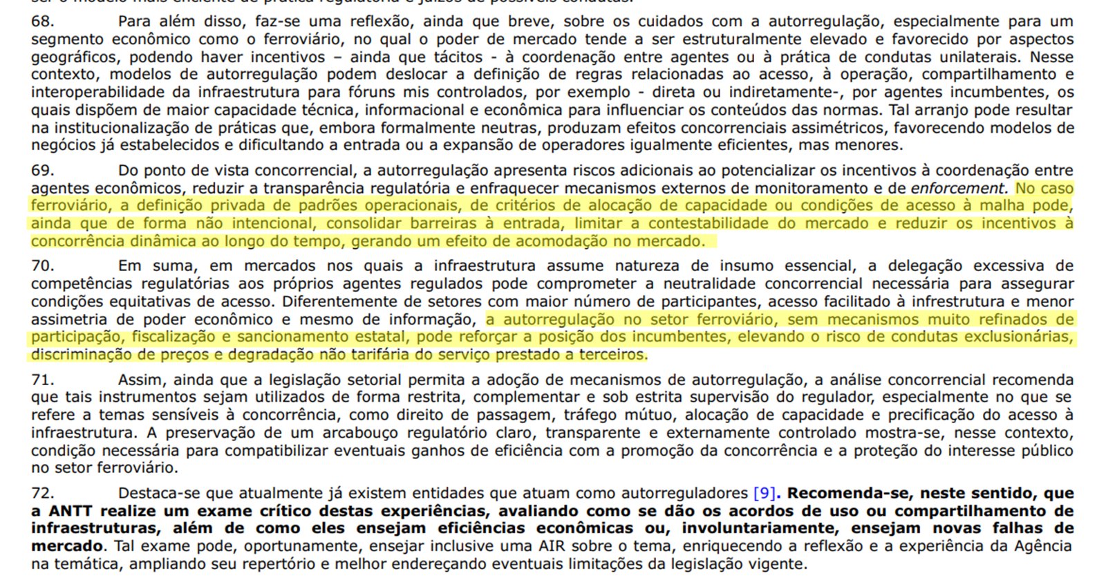 Trecho do parecer emitido pelo Ministério da Fazenda