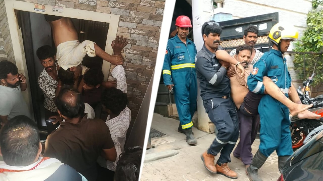 Homem fica preso entre elevador e parede em Hyderabad, resgatado após 90 minutos