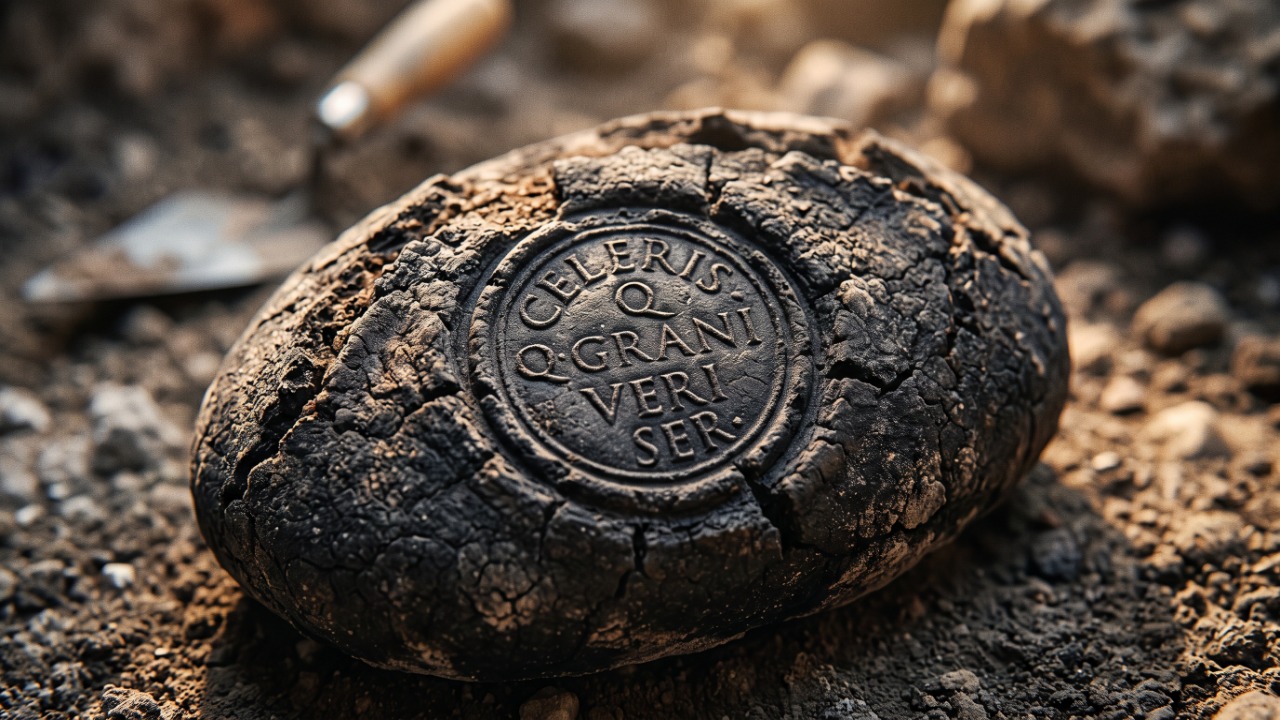 Arqueólogos encontraram em Pompeia uma padaria com moinho movido a burro, coco de rato fossilizado e pão carbonizado com carimbo do padeiro, e descobriram que os romanos já usavam marca registrada para provar autoria