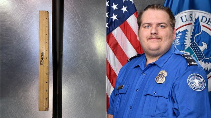 Raio-X no aeroporto expõe arma perigosa ilegalmente escondida na bagagem de mão do passageiro