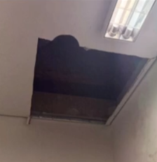 Ladrão fez buraco no forro do shopping para furtar joalheira Foto: Reprodução/TV Globo